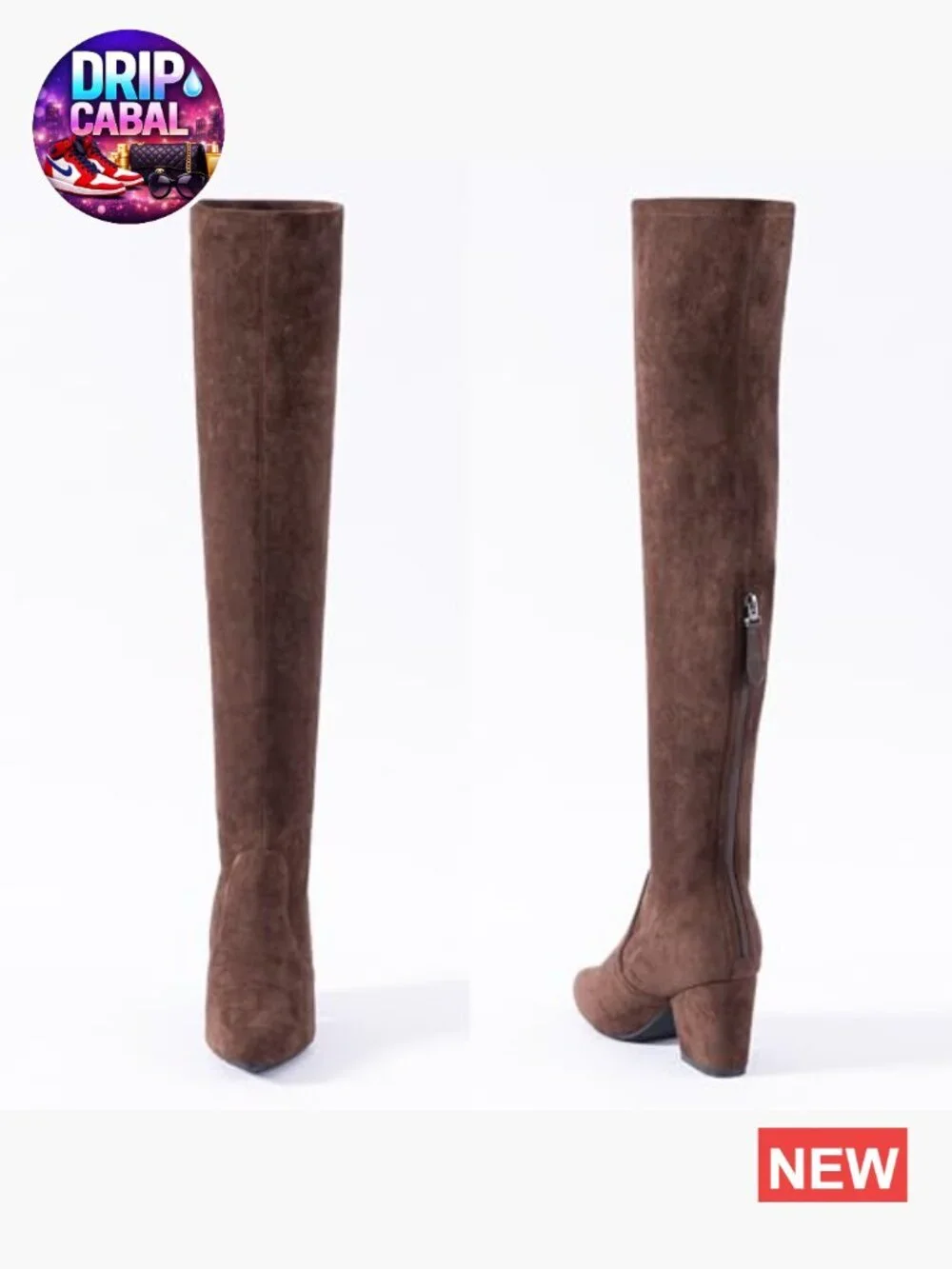 Over the Knee Boots Thigh High Suede Block Heel Low Flat OTK Comfort Pointed Toe